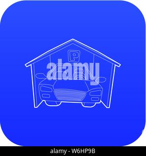 Covered car parking icon blue vector Stock Vector