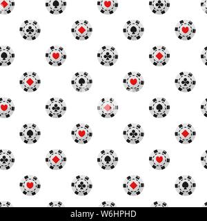 Casino chip seamless pattern background. The suit of cards. Vector illustration. Stock Vector