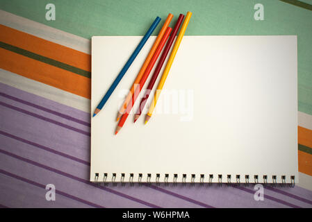 Art Sketchpad Colored Pencils Stock Photo - Image of blank
