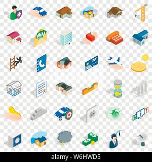 Brick icons set, isometric style Stock Vector