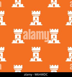 Castle tower pattern vector orange Stock Vector