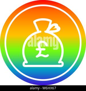 sack of money circular icon with rainbow gradient finish Stock Vector ...