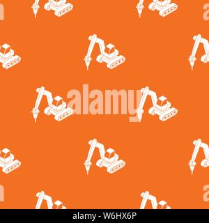 Drill tractor pattern vector orange Stock Vector