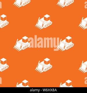 Construction bulldozer pattern vector orange Stock Vector