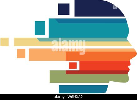 creative man head colorful logo,  creative mind and art head logo concept Stock Vector