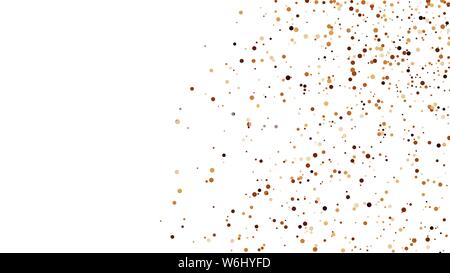 Coffee Color Polka Dot Texture Isolated on White Background. Brown Particles. Explosion Of Chocolate Shades Confetti. Vector Illustration, EPS 10. Stock Vector