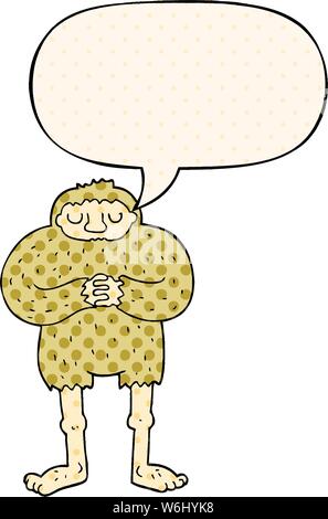 cartoon bigfoot with speech bubble in comic book style Stock Vector