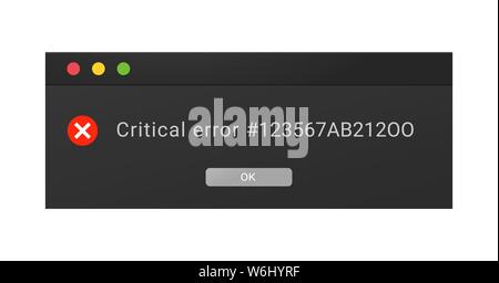 Dark theme of an error message window in a night mode Stock Vector