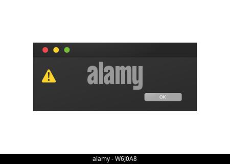 Dark dialogue box interface. System message popup in a night mode Stock ...
