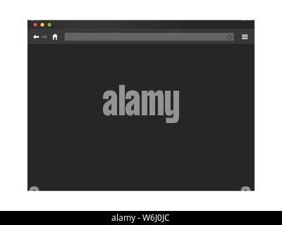 Modern internet browser window. Dark theme interface. Stock Vector