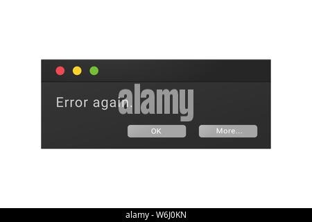 Dark theme of an error message window in a night mode Stock Vector