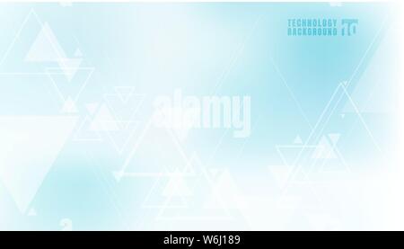 Abstract technology concept geometric triangles and lines on blue background. Connection science and futuristic tech, digital structure. Vector illust Stock Vector