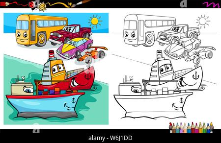 Coloring book ship for children. Educational activity page for ...
