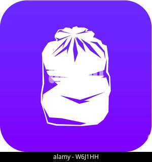 Black trash bag icon digital purple Stock Vector