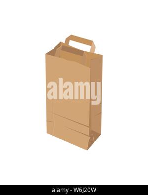 Craft paper bag on a white background. Vector illustration Stock Vector