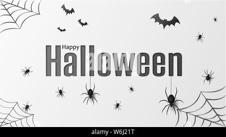 Happy halloween. Vector isolated pattern with hanging spiders and bats spider for banner, poster, greeting card Stock Vector