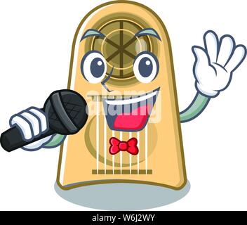 Singing egg slicer in the mascot shape Stock Vector