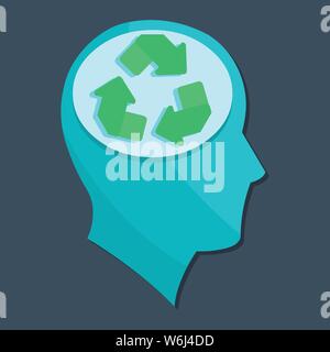 human head with recycle icon vector illustration Stock Vector