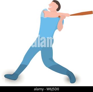 Baseball player icon. Sport label on white Background. Character Cartoon style. Vector Illustration. Stock Vector