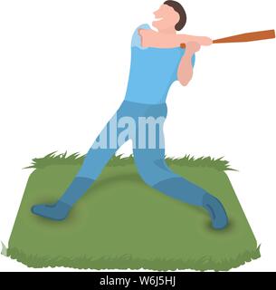 Baseball player icon. Sport label on white Background. Character Cartoon style. Vector Illustration. Stock Vector