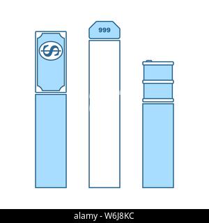 Oil, Dollar And Gold Chart Concept Icon. Thin Line With Blue Fill Design. Vector Illustration. Stock Vector