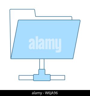 Shared Folder Icon. Thin Line With Blue Fill Design. Vector Illustration. Stock Vector