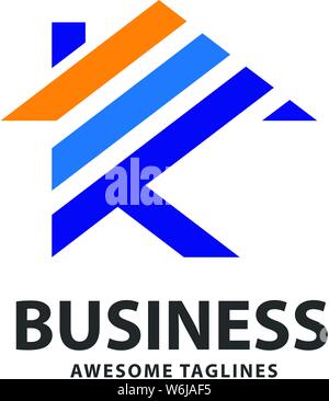 creative letter k with house strips color logo vector concept, real estate letter k logo  vector Stock Vector