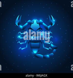 Scorpio zodiac sign, blue star horoscope symbol. Stylized astrological illustration. Stock Vector
