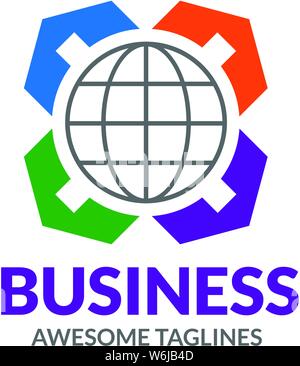 global property logo concept, house and globe logo vector Stock Vector