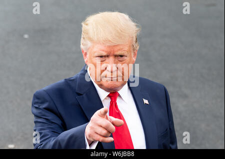 Washington, United States. 01st Aug, 2019. President Donald Trump speaking with the press next to the South Lawn at the White House in Washington, DC. Credit: SOPA Images Limited/Alamy Live News
