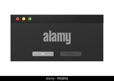 Dark theme of an error message popup in a night mode Stock Vector