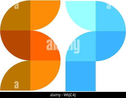 creative initial Letter SP geometric color logo design template elements Stock Vector