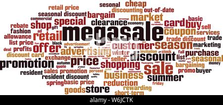 Megasale word cloud concept. Collage made of words about megasale. Vector illustration Stock Vector