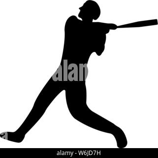 Baseball icon. Black Silhouette Sport label on white Background. Character Simple style. Vector Illustration. Stock Vector