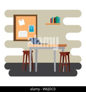 office places scenes with laptop Stock Vector