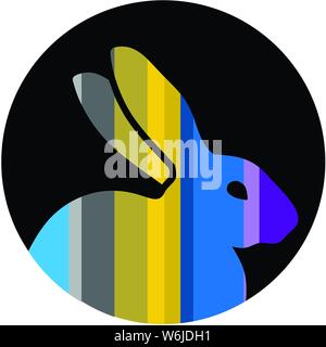 Stylized colorful rabbit in Circle for Mascot Logo Template Stock Vector