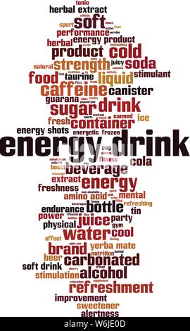 Energy drink word cloud concept. Collage made of words about energy drink. Vector illustration Stock Vector