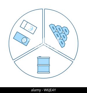 Oil, Dollar And Gold Chart Concept Icon. Thin Line With Blue Fill Design. Vector Illustration. Stock Vector
