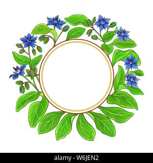 borage vector frame on white background Stock Vector