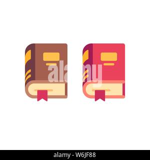 Old red and brown book flat icons Stock Vector