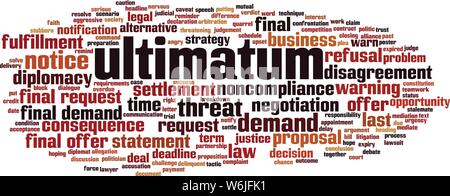 Ultimatum word cloud concept. Collage made of words about ultimatum. Vector illustration Stock Vector