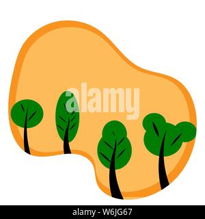Vector illustration. Paper Art. Landscape with green trees Stock Vector