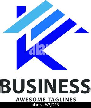 creative letter k with house strips color logo vector concept, real estate letter k logo  vector Stock Vector