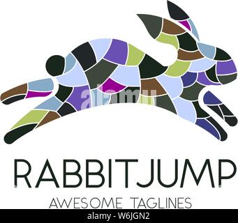creative jumping rabbit or bunny logo vector concept element Stock Vector