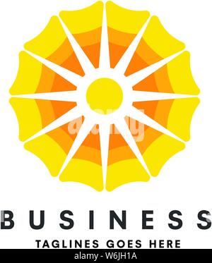 simple creative sun with bright color logo vector, Sun weather logo element Stock Vector