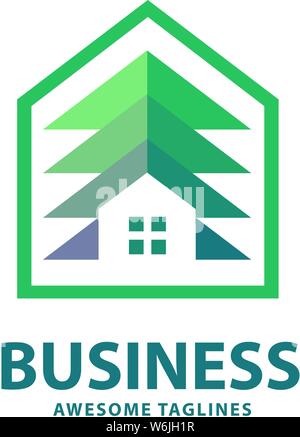 creative and simple pine house logo, home and pine trees logo for property or housing business Stock Vector