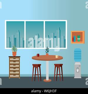 office places scenes with laptop Stock Vector