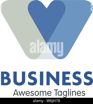creative initial letter w with love or hearth  style vector design template elements Stock Vector