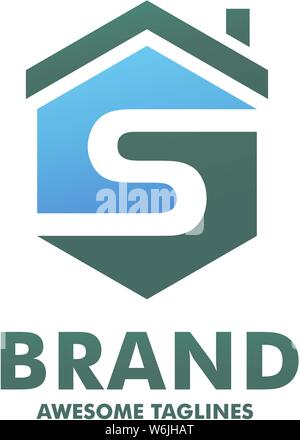 creative Hexagon letter S house logo design vector template Stock Vector