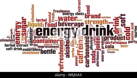 Energy drink word cloud concept. Collage made of words about energy drink. Vector illustration Stock Vector